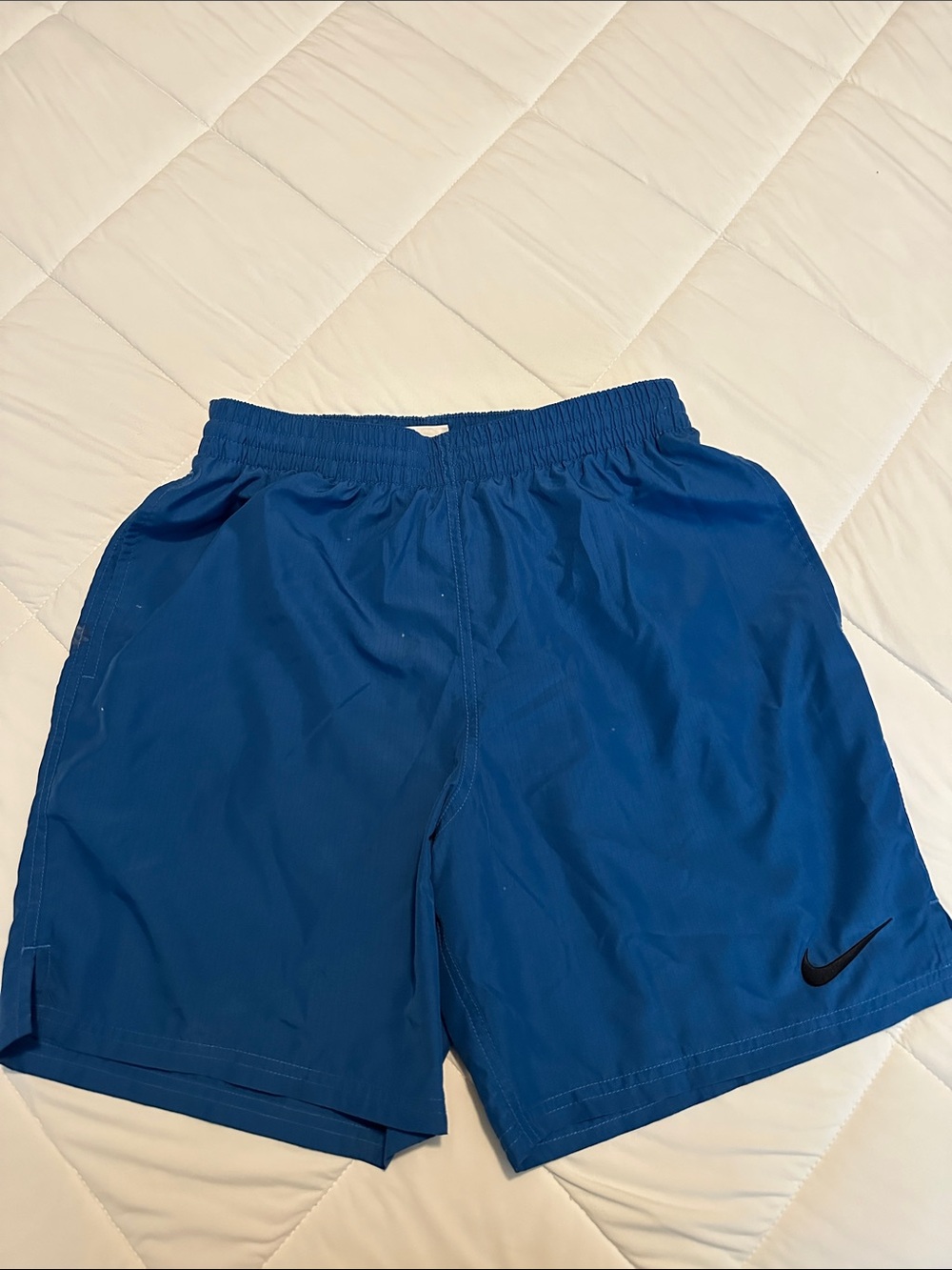 Nike Royal Blue Men's Athletic Shorts with Black Swoosh
